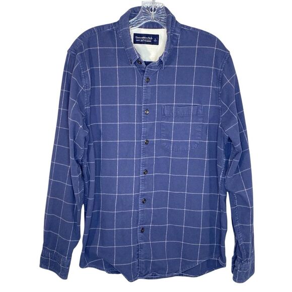Abercrombie & Fitch Button Down Soft A&F Flannel Mens Size Large Plaid Pattern - Picture 2 of 6